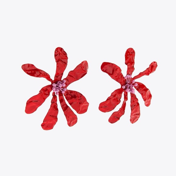 Zara Flower Earrings in Red - Picture 8 of 8